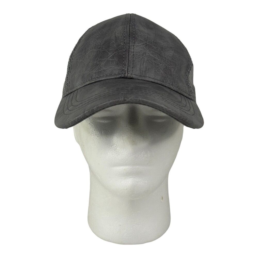 C.C. Unisex Distressed Faux Leather Mesh Back Adjustable Baseball Cap Hat Gray
